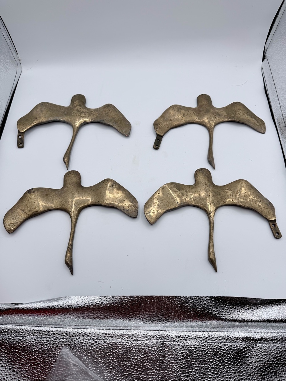 Vintage Brass Seagull Wall Ornaments - Gold Tone Set of 4